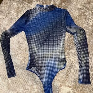 Fashion Nova Navy and White Dotted Bodysuit